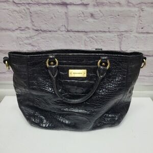 Brahmin Black Croc Leather‎ Arno Satchel Bag *Missing Shoulder Strap